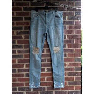 ORO Los Angeles Men's Paint Splatter Distressed Jeans-Straight Leg-Sz 38 x 34